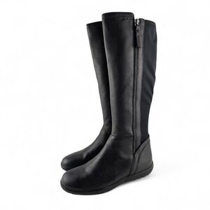 NWT Geox Women's Black Nappa Leather & Elastane Tall Breathable Boots 6